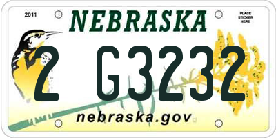 NE license plate 2G3232