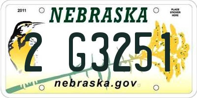 NE license plate 2G3251