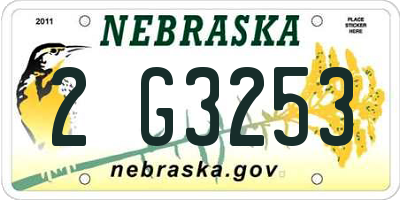 NE license plate 2G3253