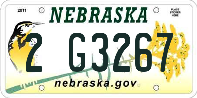 NE license plate 2G3267