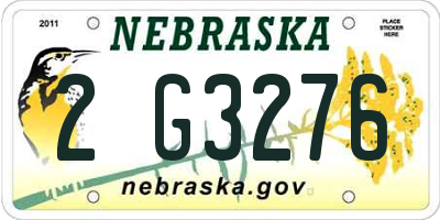 NE license plate 2G3276