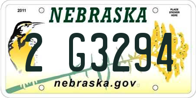 NE license plate 2G3294