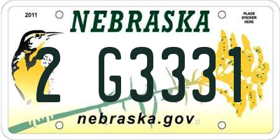 NE license plate 2G3331
