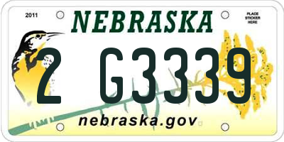NE license plate 2G3339