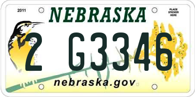 NE license plate 2G3346