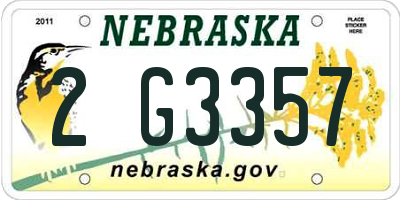 NE license plate 2G3357