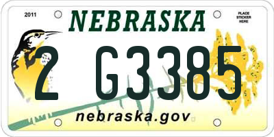 NE license plate 2G3385