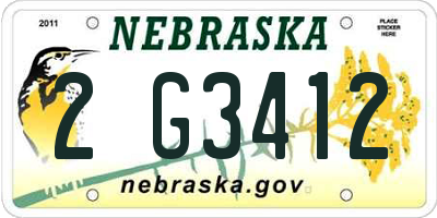 NE license plate 2G3412
