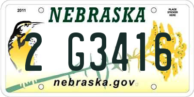 NE license plate 2G3416