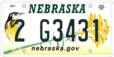 NE license plate 2G3431