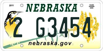 NE license plate 2G3454