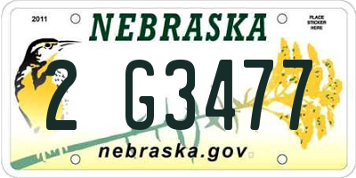 NE license plate 2G3477