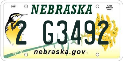NE license plate 2G3492