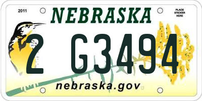 NE license plate 2G3494
