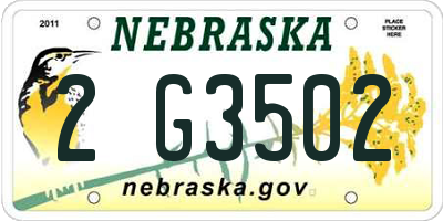 NE license plate 2G3502