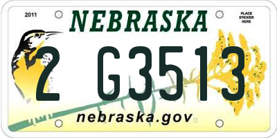 NE license plate 2G3513