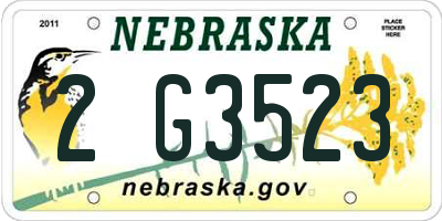 NE license plate 2G3523