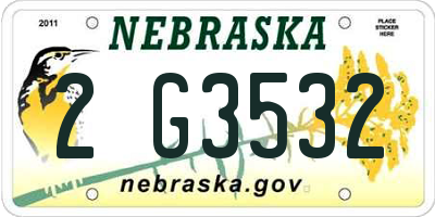 NE license plate 2G3532