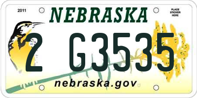 NE license plate 2G3535
