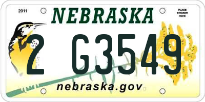 NE license plate 2G3549