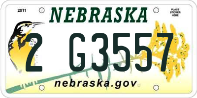 NE license plate 2G3557