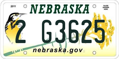 NE license plate 2G3625