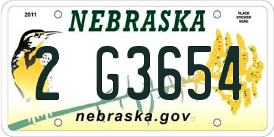 NE license plate 2G3654