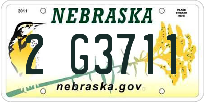 NE license plate 2G3711