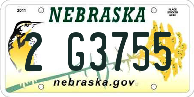 NE license plate 2G3755