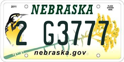 NE license plate 2G3777