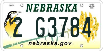 NE license plate 2G3784