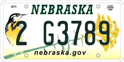 NE license plate 2G3789
