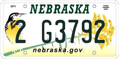 NE license plate 2G3792