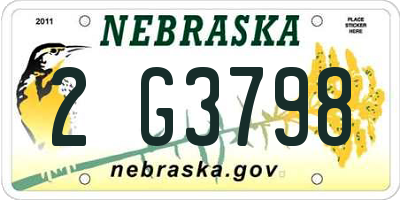 NE license plate 2G3798