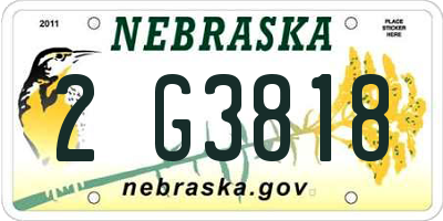 NE license plate 2G3818