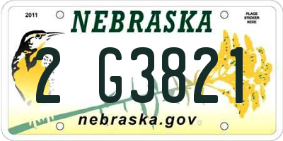 NE license plate 2G3821