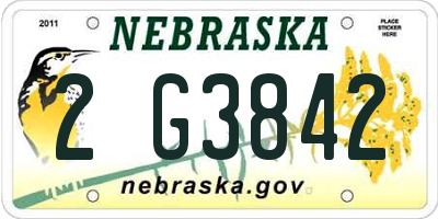 NE license plate 2G3842