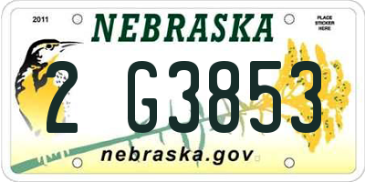NE license plate 2G3853
