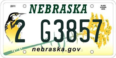 NE license plate 2G3857