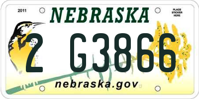 NE license plate 2G3866