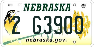 NE license plate 2G3900