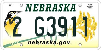 NE license plate 2G3911