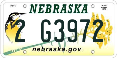 NE license plate 2G3972
