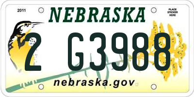 NE license plate 2G3988