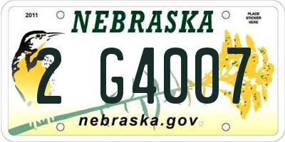 NE license plate 2G4007