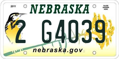 NE license plate 2G4039
