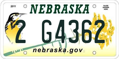 NE license plate 2G4362
