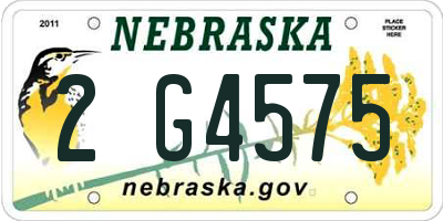 NE license plate 2G4575