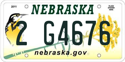 NE license plate 2G4676