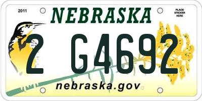 NE license plate 2G4692